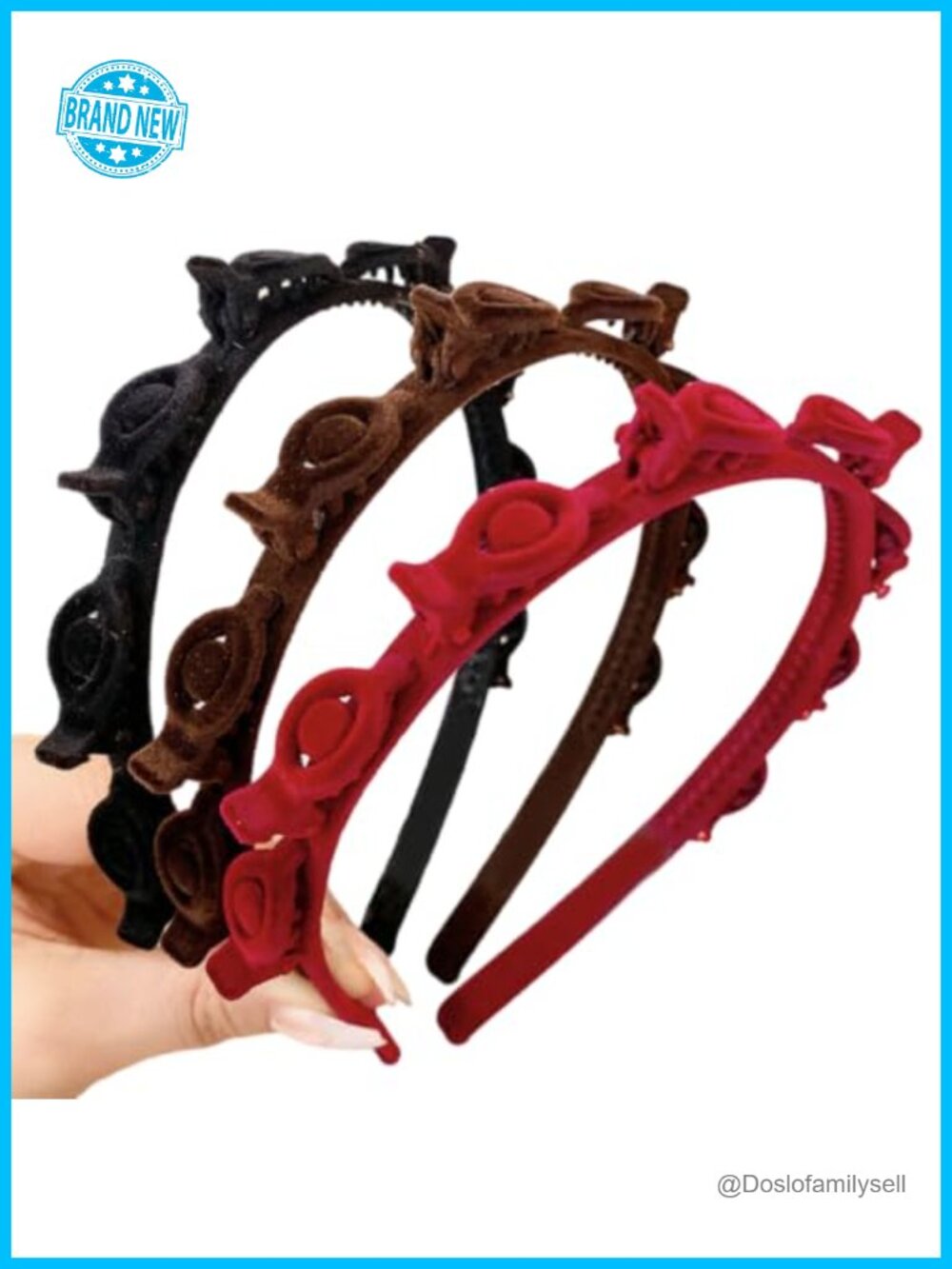 Velvet Headband with Teeth & Clips for Women Quick Braiding Hair Accessory Set